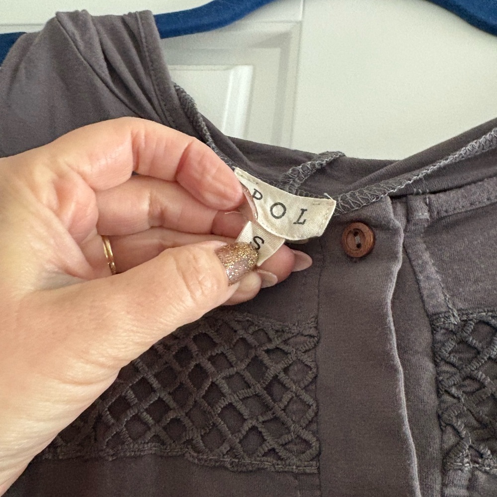 Gray Crochet Detail Top